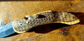 Le Las-Caums - Couteau Pliant Artisanal Pistolet - Lame Damas - Art de la Table - Pièce Unique - Zhàn-Do